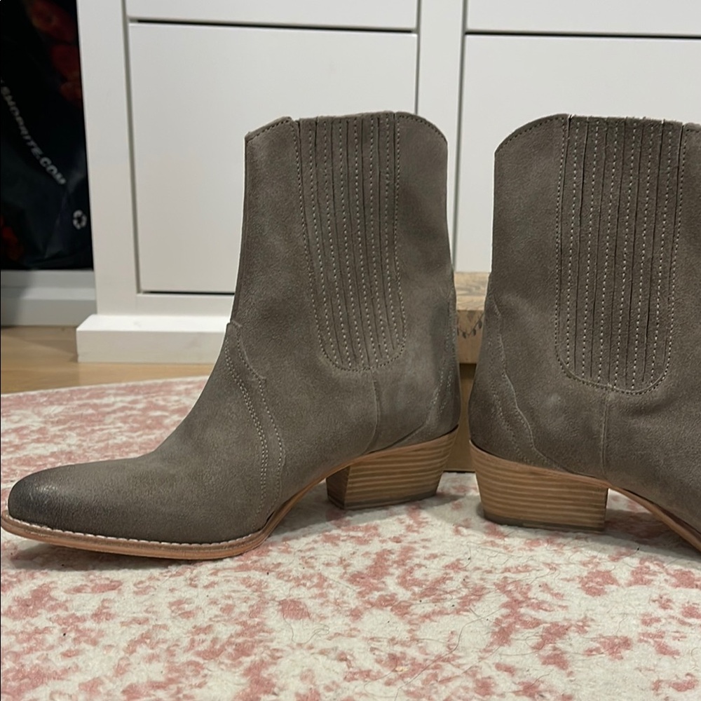 Free People Gray Suede Chelsea Ankle Booties - Picture 7 of 16